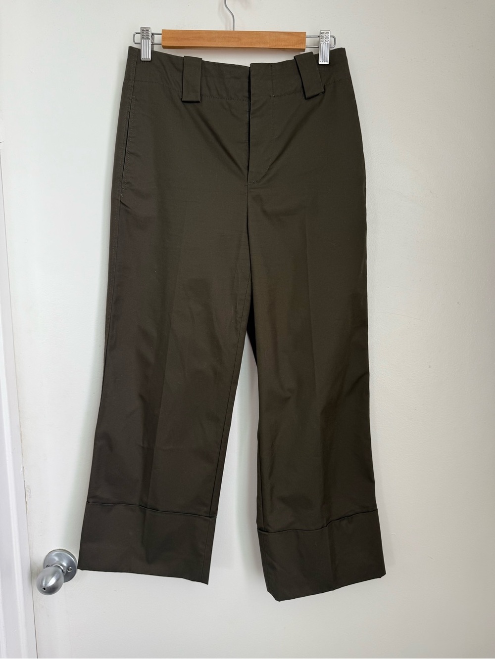 Zara Olive Green Straight Ankle Trousers